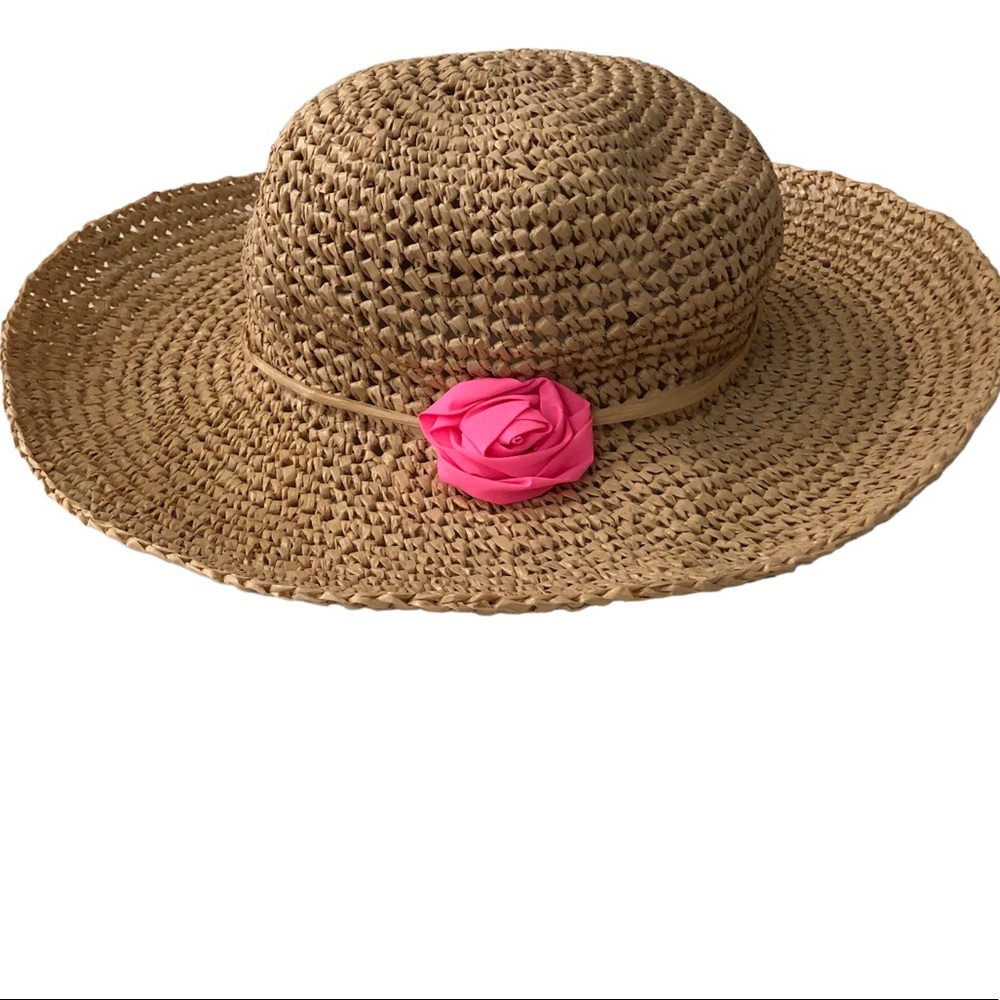 Lands End Kid’s tan summer floppy beach hat size large